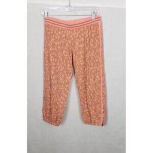 Hard Tail Forever Leopard Print Ankle Zip Joggers Coral Peach Athleisure M Y2K